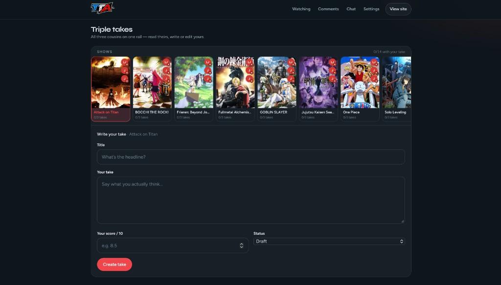 Triple takes editor for cousin reviews